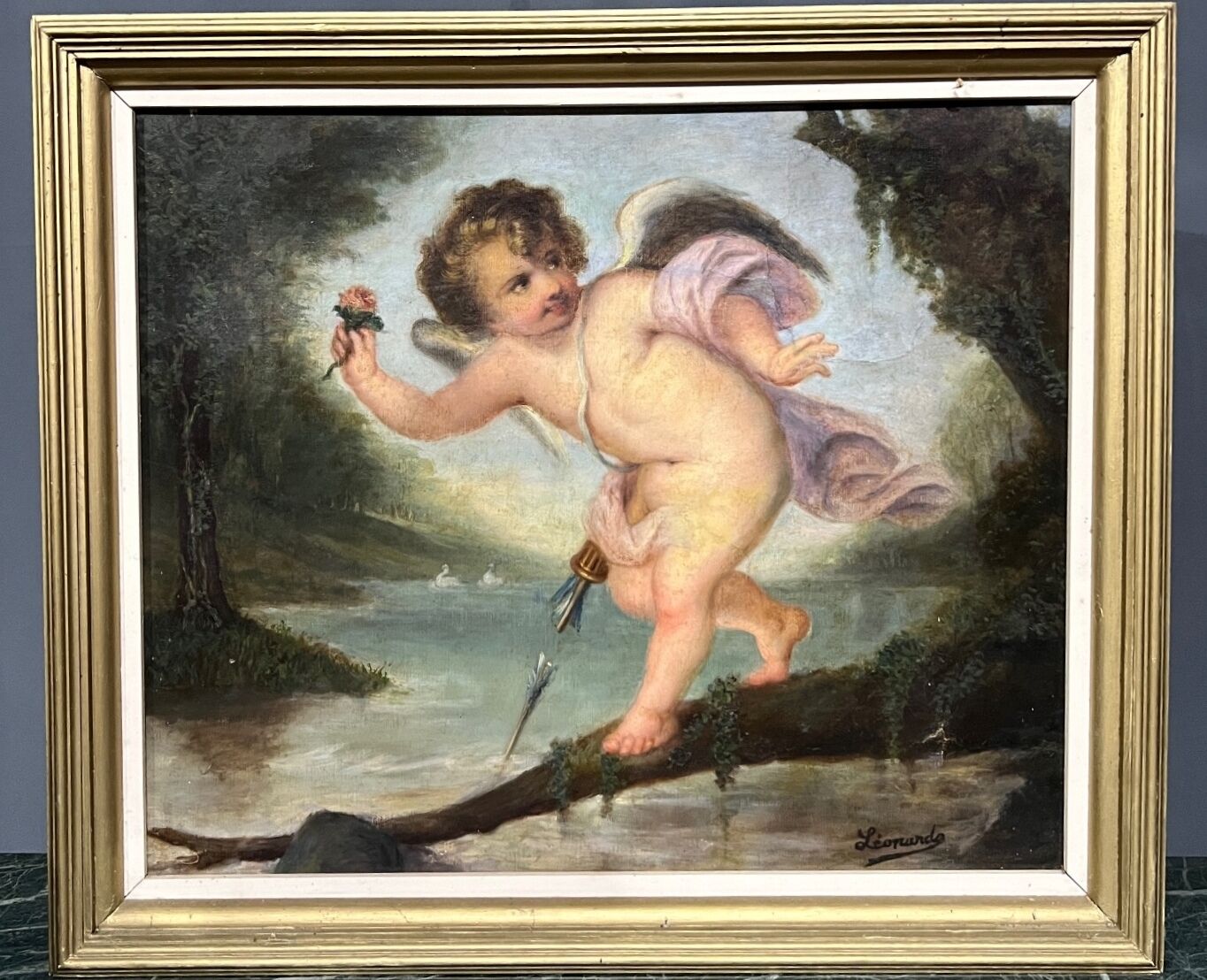 Painting "Cupid". Oil on canvas.