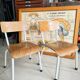 Pair of children's school chairs in wood and metal