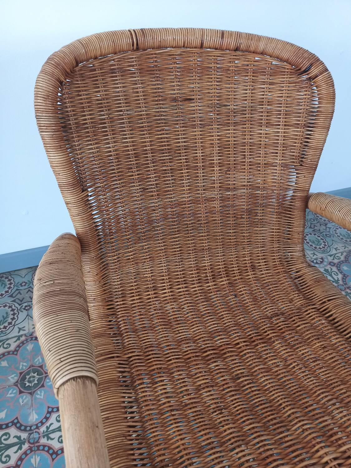 Bamboo and rattan armchair, 50s