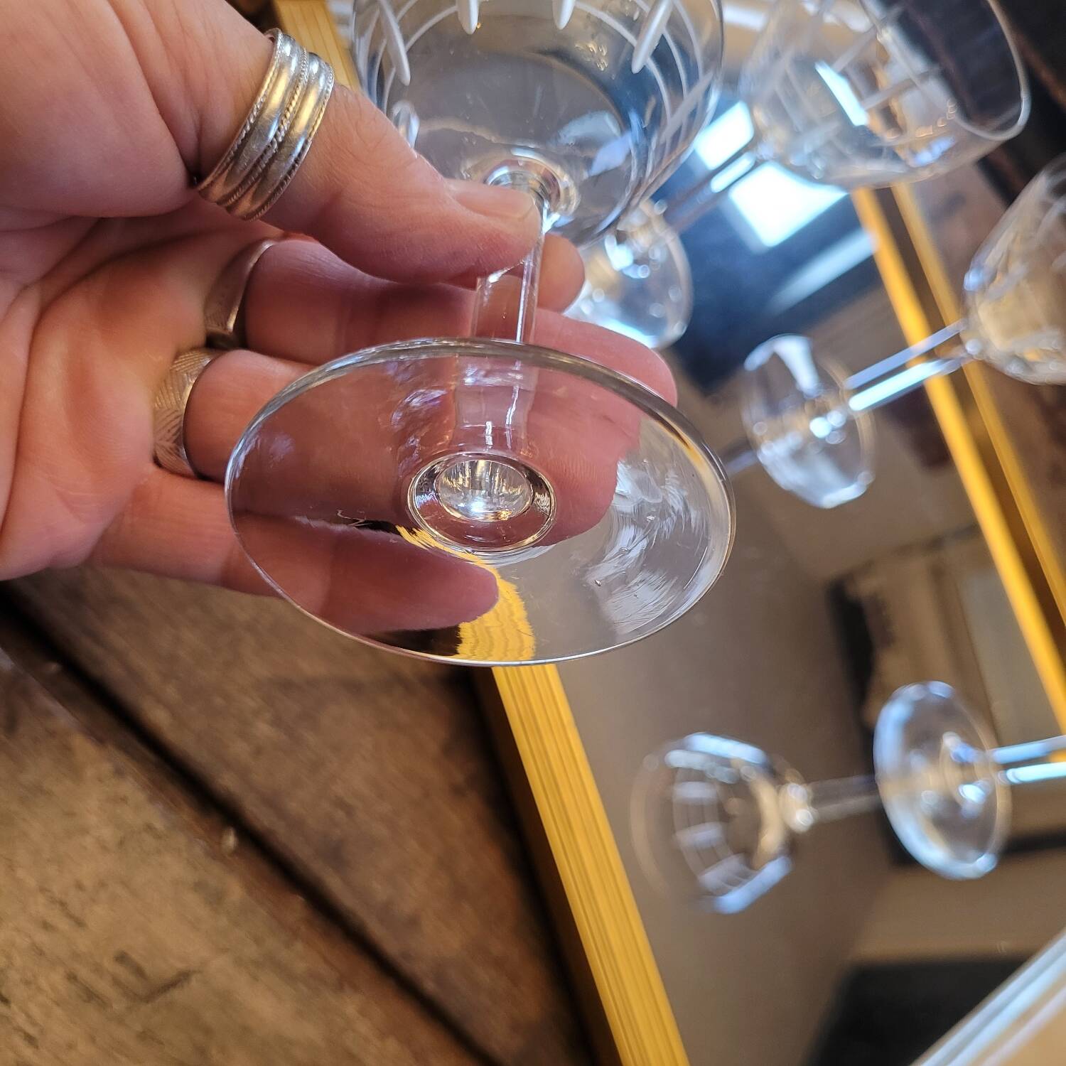 Set of 4 cut glass goblets – France 50s