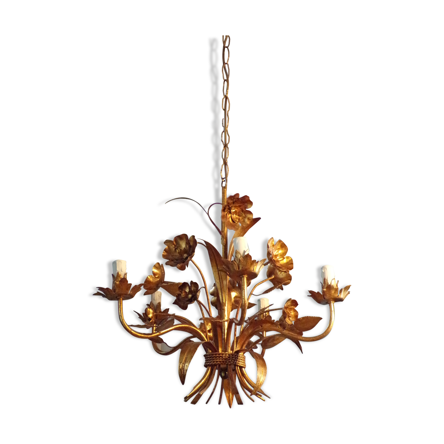 Chandelier bouquet of golden iron flower 5 fires
