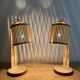 Pair of large Scandinavian lamps in natural wood.