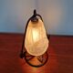 Art Deco night light in wrought iron and satin glass signed Degué