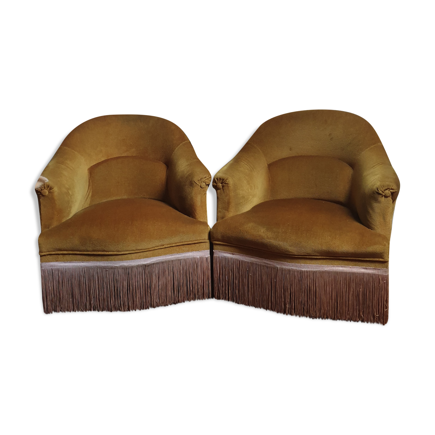 Pair of vintage gold toad armchairs