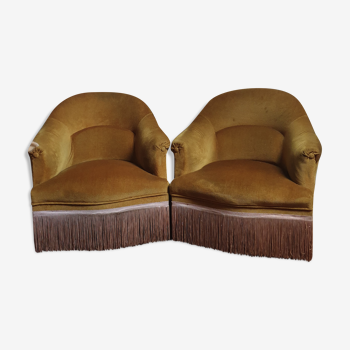 Pair of vintage gold toad armchairs