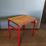 School desk in oak and red metal 1960