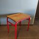 School desk in oak and red metal 1960