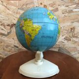 Old world map ms globe metal + bakelite base white vintage cream