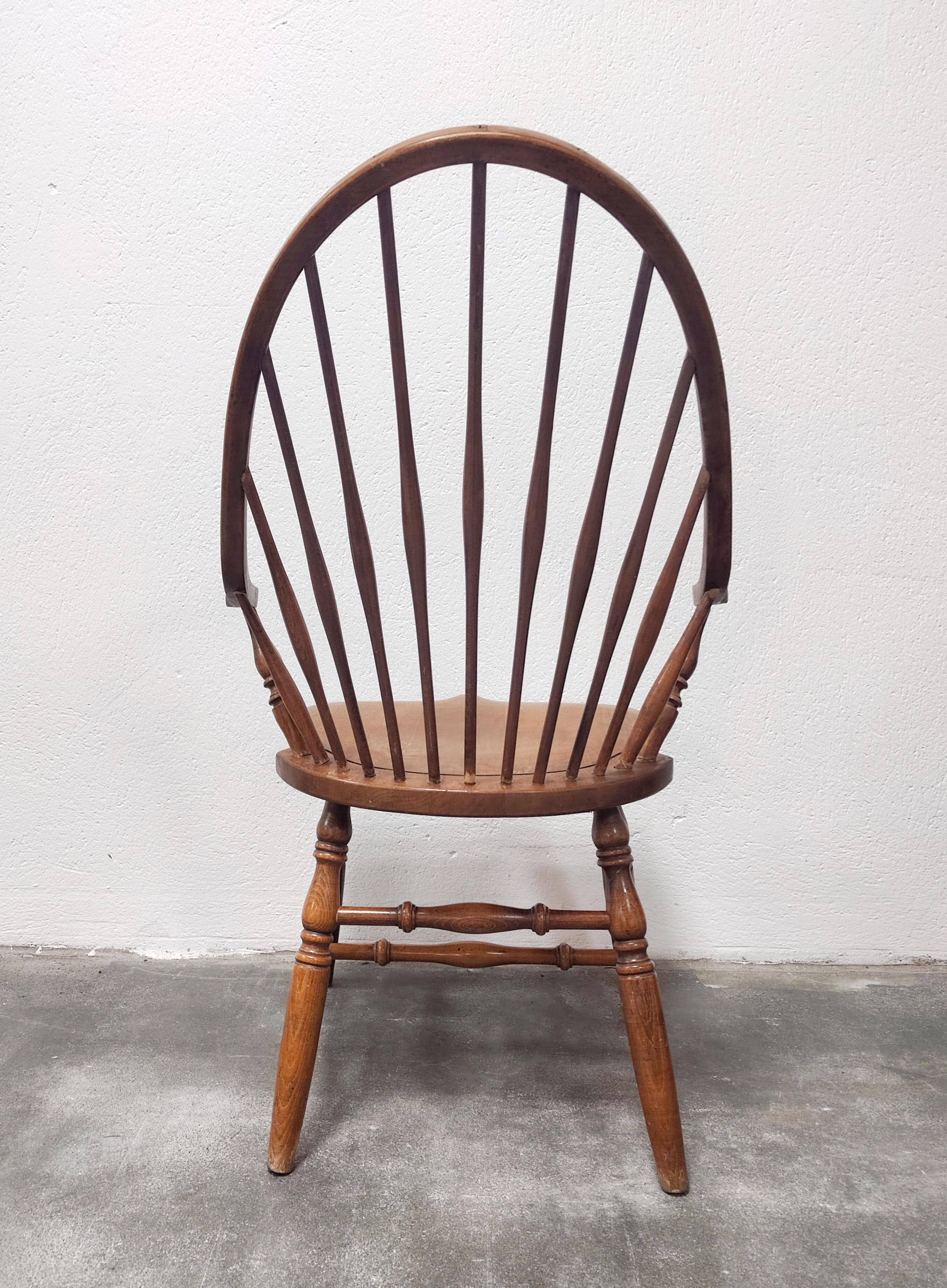 Windsor chair with high spindled back, beech, 1950s.