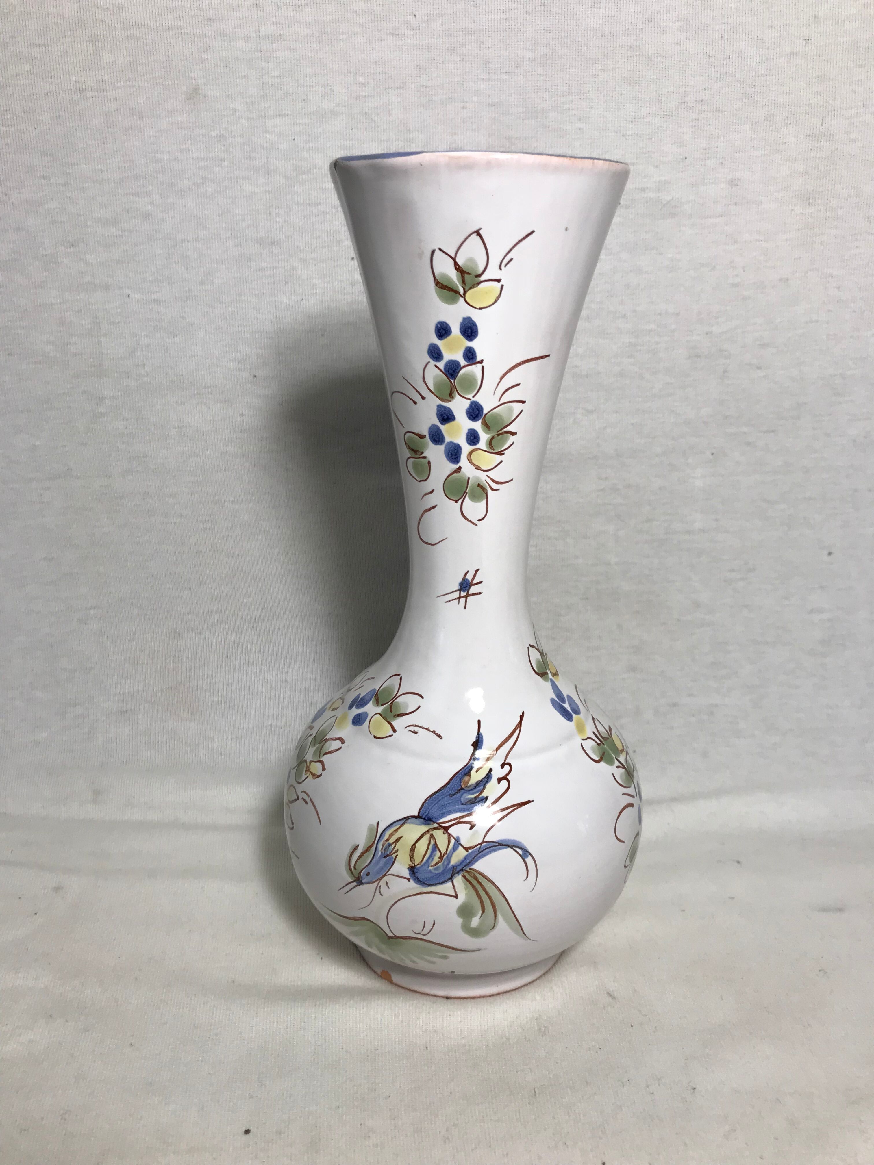 Former Moustiers white painted ceramic vase