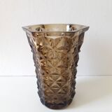 Vase gris en verre vintage