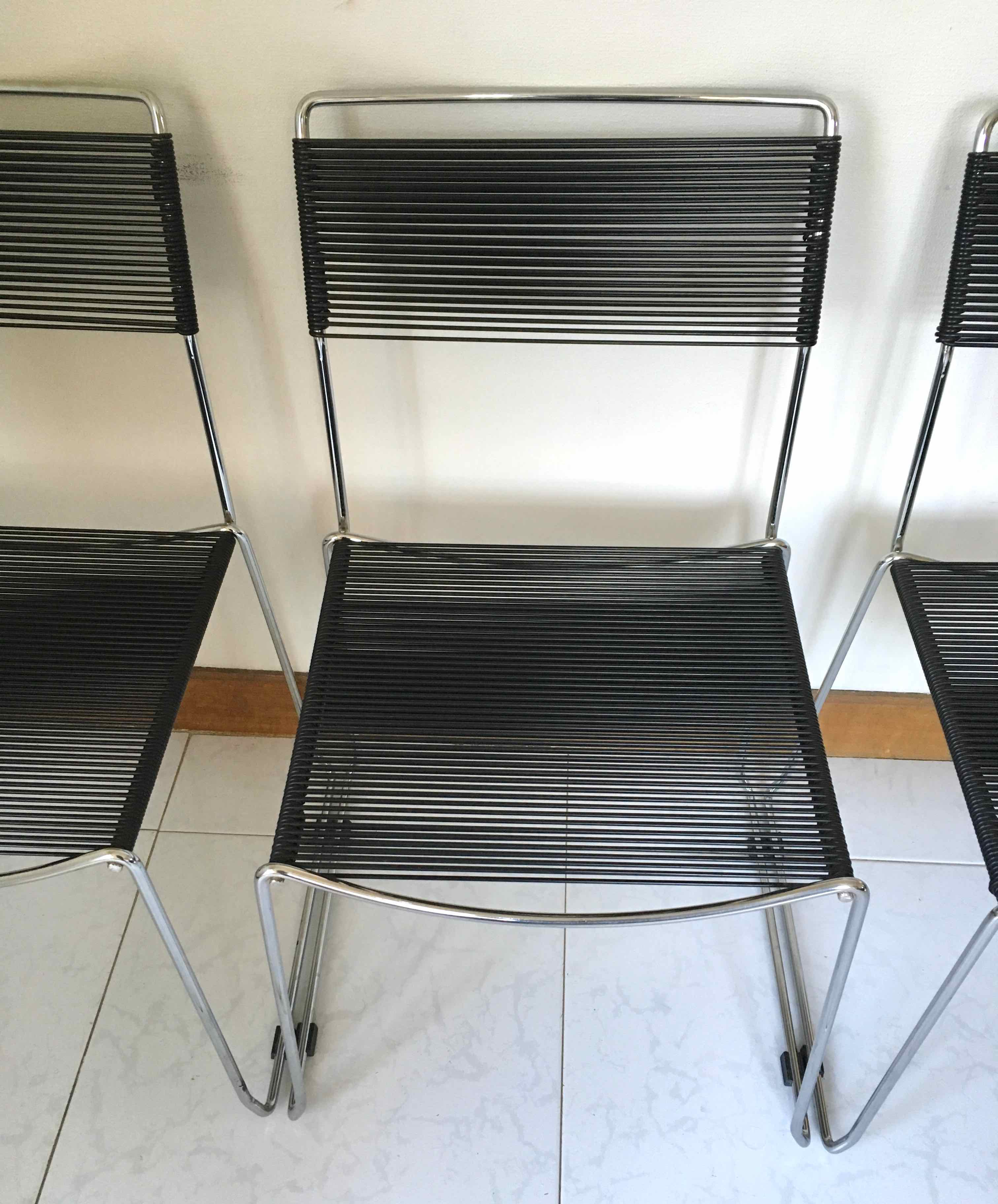 Chrome and scoubidou chairs