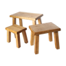 compact trundle tables in brutalist light oak