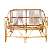 Bench into rattan 2 seater of the sixties