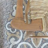 Teak and raffia bar stool