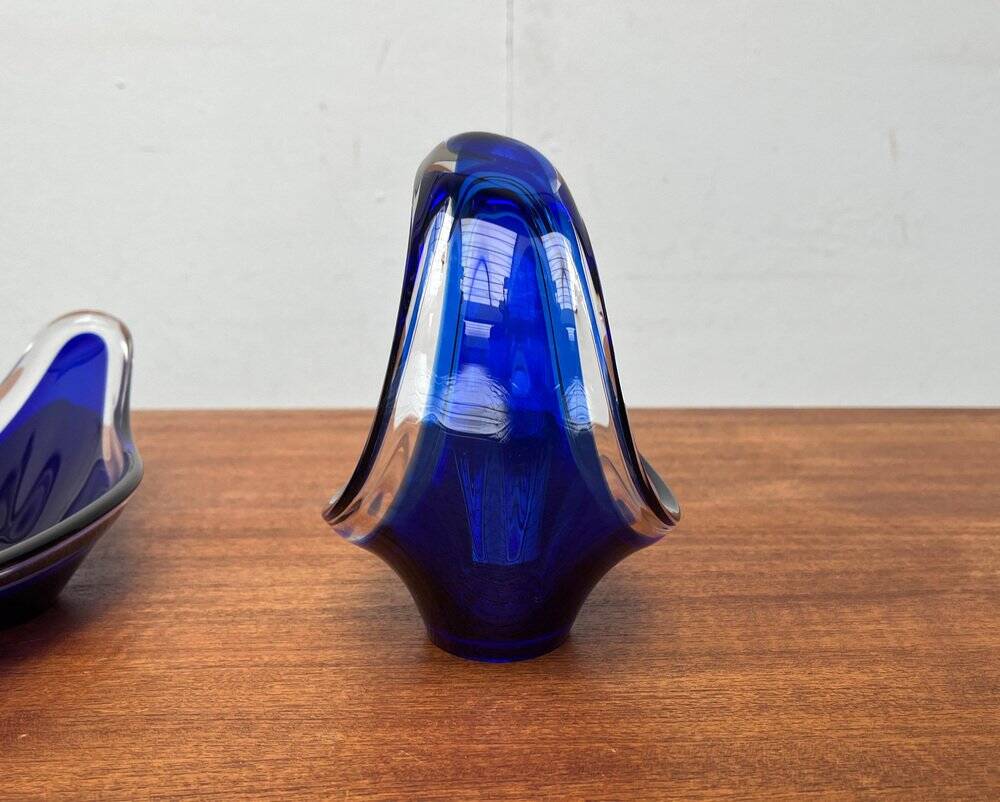 Vintage vase and bowl in art glass from Bayel, France, 1970s, set of 2.