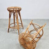 Tabouret de bar vintage en bambou 'Bohème'