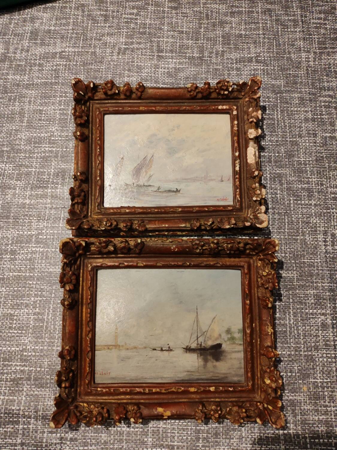 Pair of oils on panels by Henri Saint Clair, circa 1930.