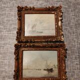 Pair of oils on panels by Henri Saint Clair, circa 1930.