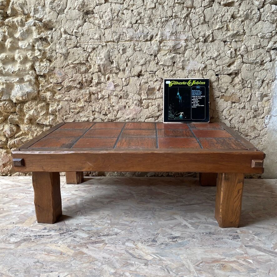 Brutalist solid oak coffee table