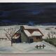 Paysage ancien maison dans la neige