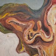Peinture abstraite d'une figure au soleil