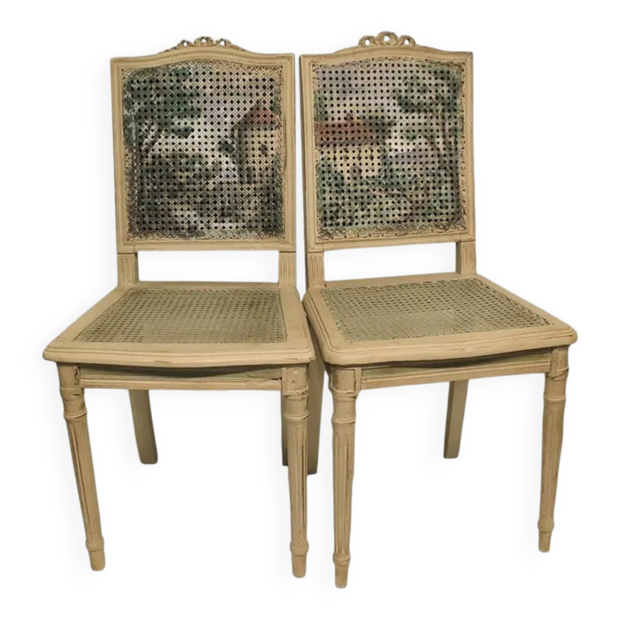 Pair of caned chairs
