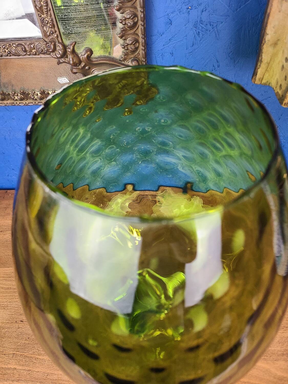 Vase vert, en verre empoli vintage