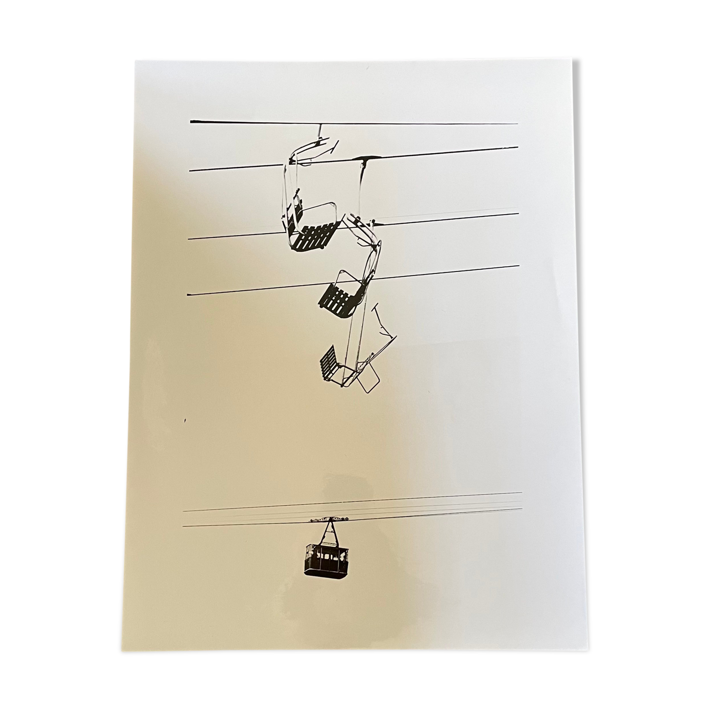 Photograph black and white silver print circa 1970 chairlift