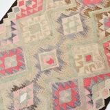 Pink & Cream Kilim Runner Rug, 94.378Cm