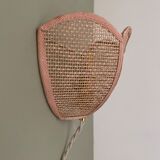 Vintage lampshade wall light in pink natural material
