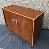 Sideboard stand vintage storage cabinet blond walnut veneer 1960-1980's