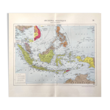Vintage Map Indonesia Asia Archipelago 38x43cm from 1950