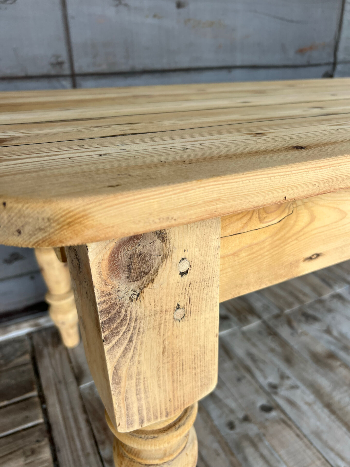 Raw wood dining table