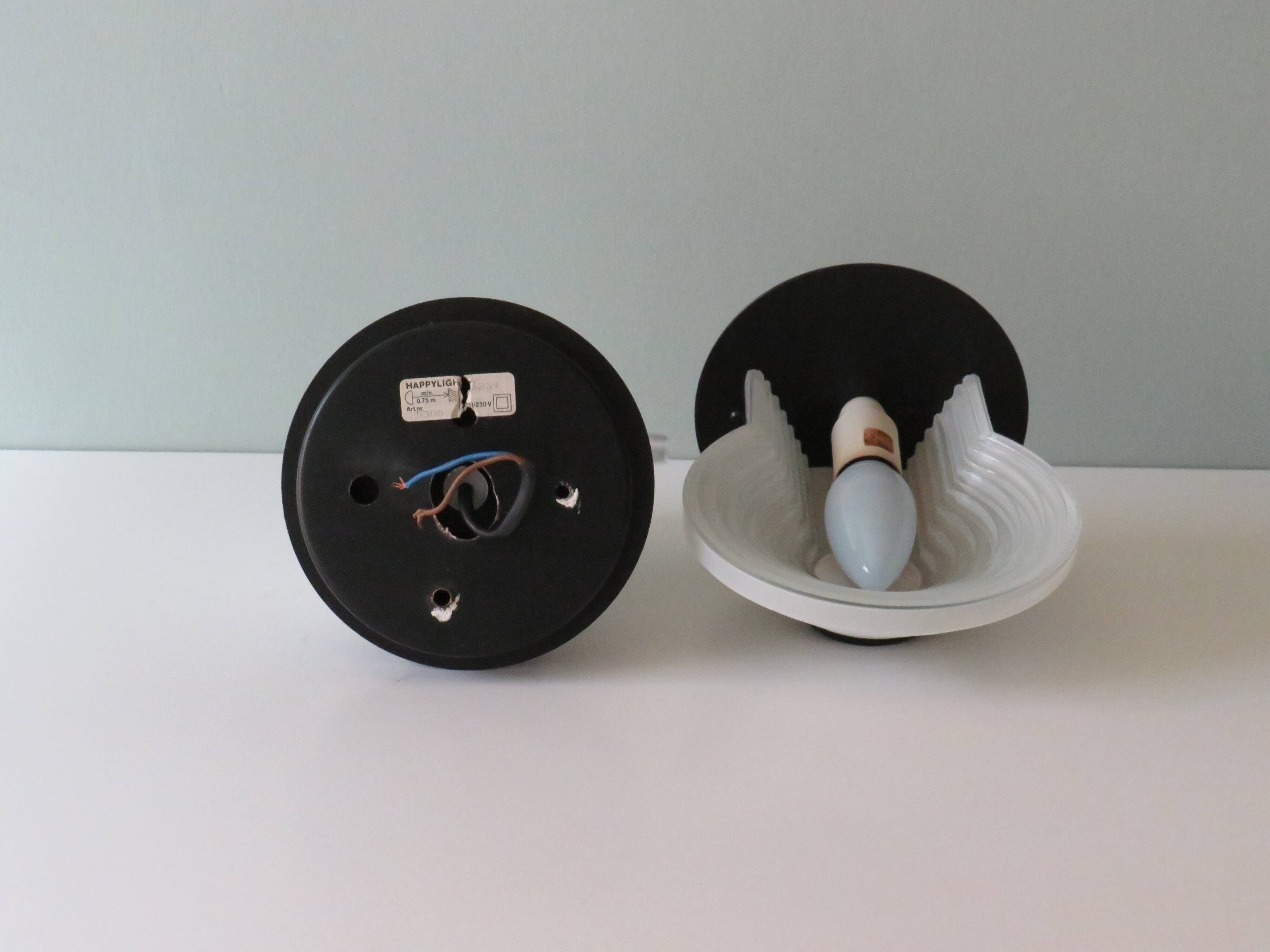 Lot of 2 vintage wall sconces, 1970-1980 Happylight, Netherlands