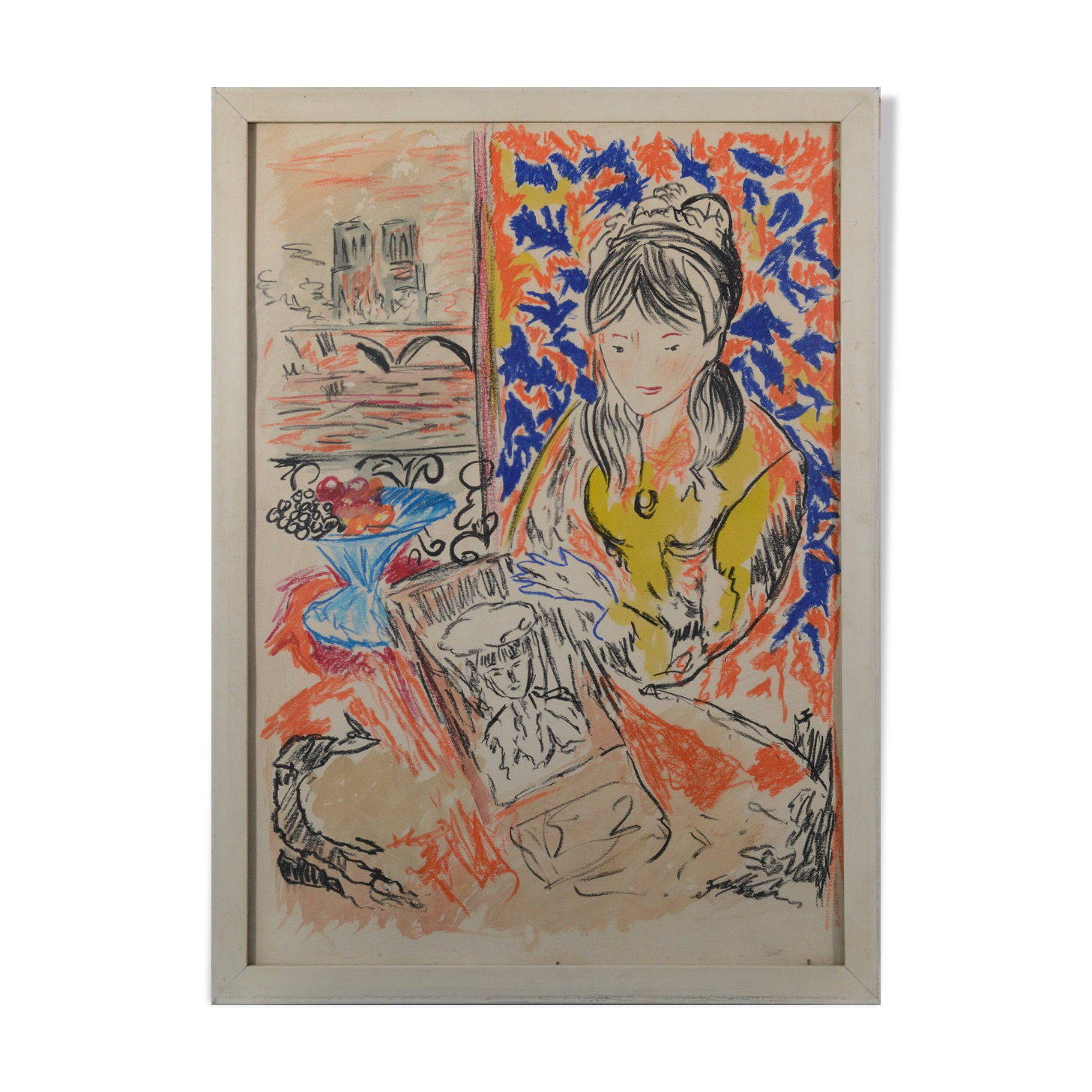 Henri Matisse - Follower - Crayon Study of a Girl