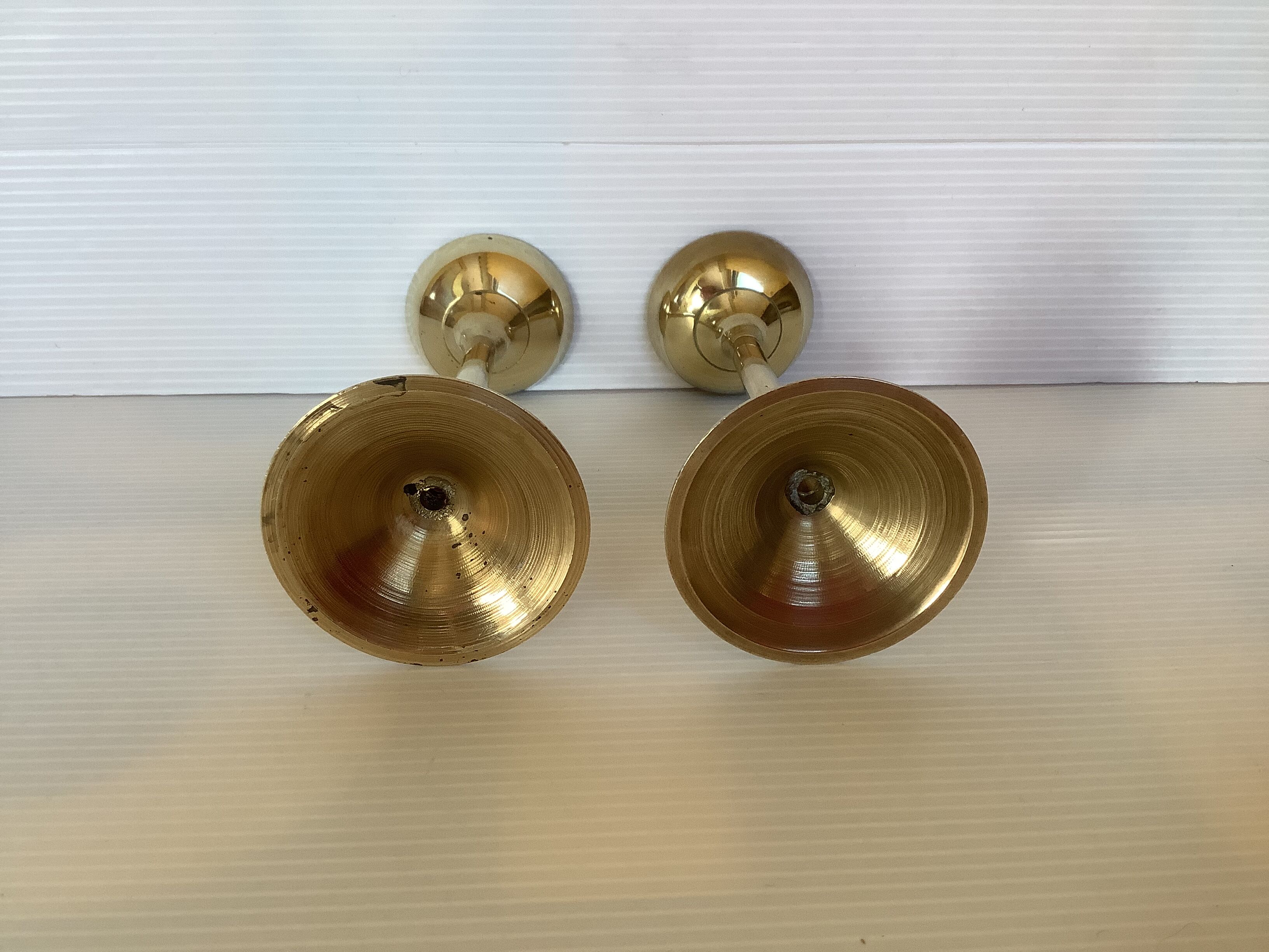 Pair of vintage brass candle holders