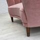 1970s, Danish 2-seater curved sofa, original salmon pink furniture velour.
