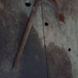 antique workbench with one drawer and two vices