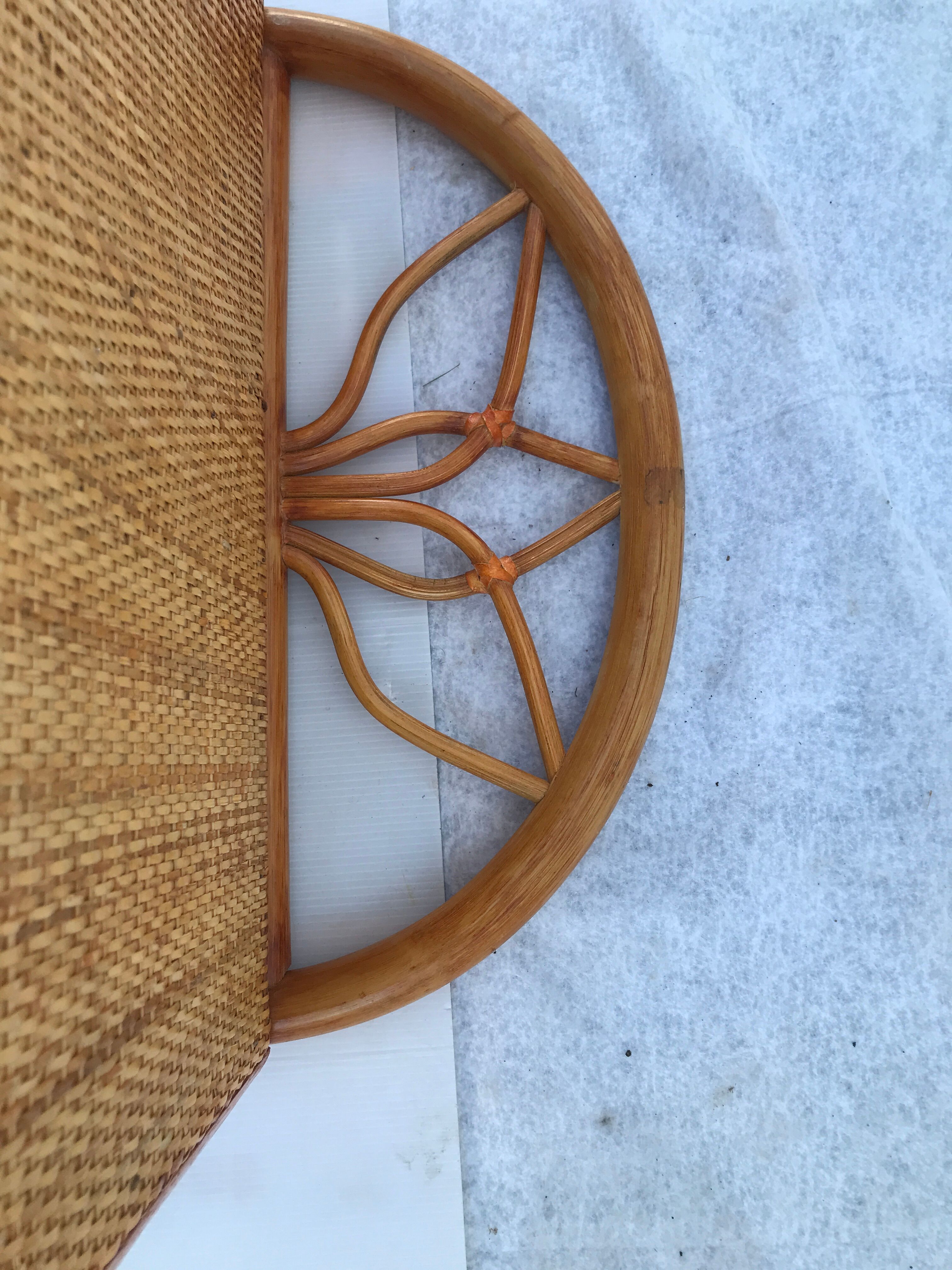 Bedside shelf in vintage wicker rattan