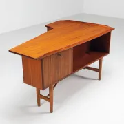 Peter Lovig Nielsen boomerang writing desk teak Lovig Denmark 1960
