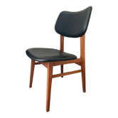 Scandinavian chair in teak and black skaï