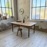 Beech and pine farmhouse table with spindle legs 170 cm
