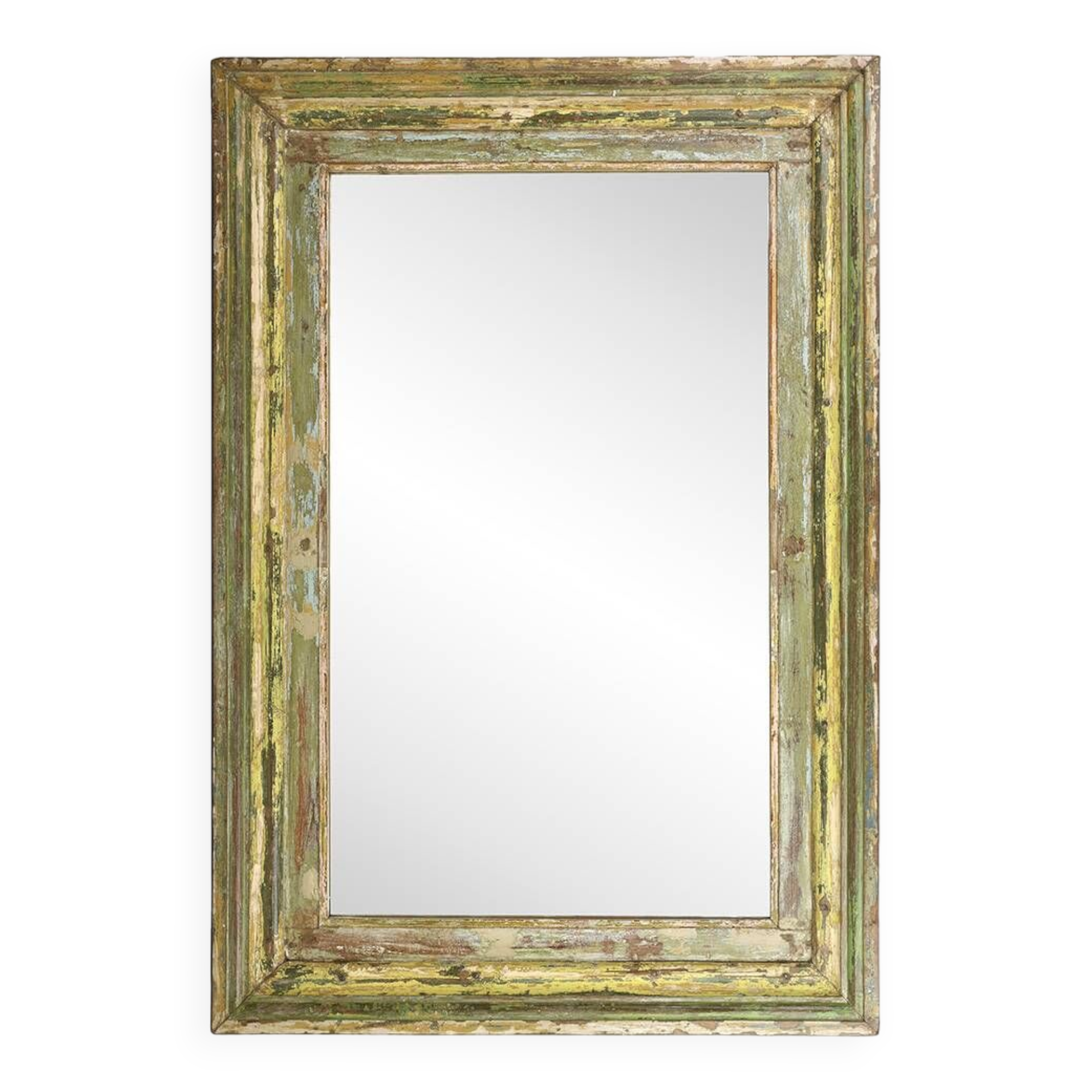 Large patinated solid wood mirror