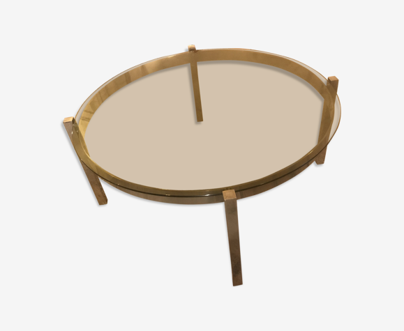 Table basse ronde verre/métal années 70