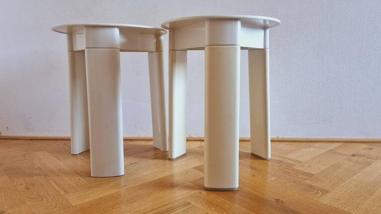 Pair of Midcentury Stools/Side Tables Trio, Olaf Von Bohr, Italy, 1970s