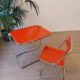 Vintage lot design – Platone table + red Plia chairs – Anonima Castelli