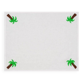 Hand embroidered placemat - palm tree