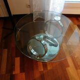 Coffee table glass and chrome metal
