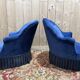 Pair of Napoleon III blue velvet frog armchairs